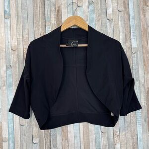 Porto SF 1 6 Black Lightweight Cropped Open Front Shrug Jacket Lagenlook Travel